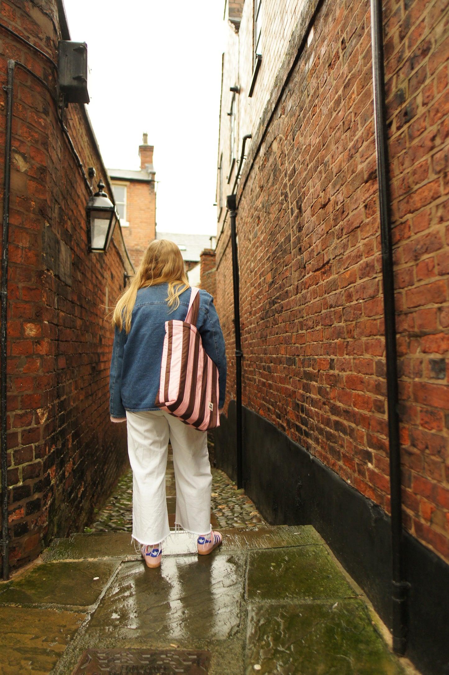 Pink & Brown Stripe Tote Bag