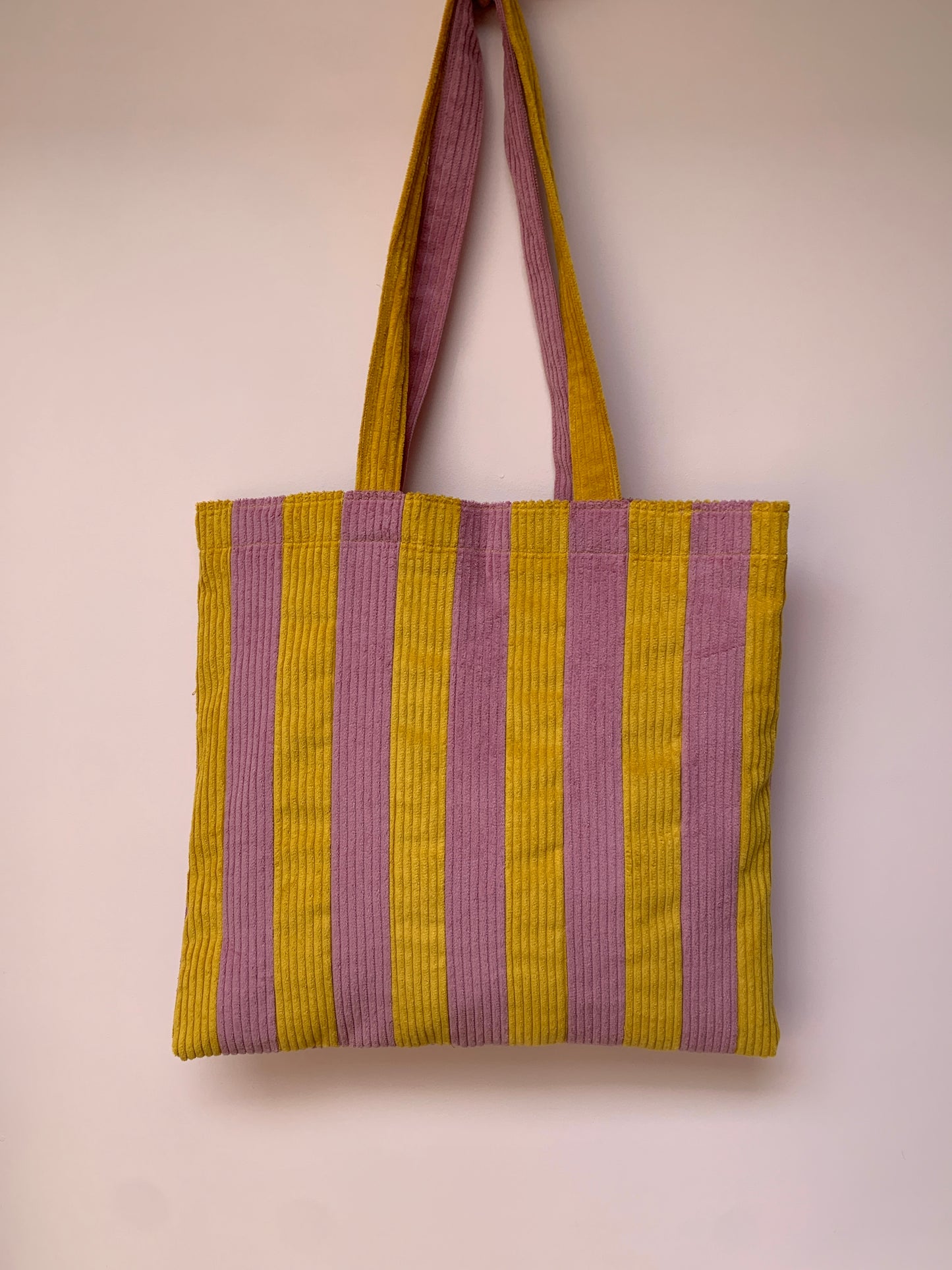 Mustard & Dusty Pink Stripy Tote Bag