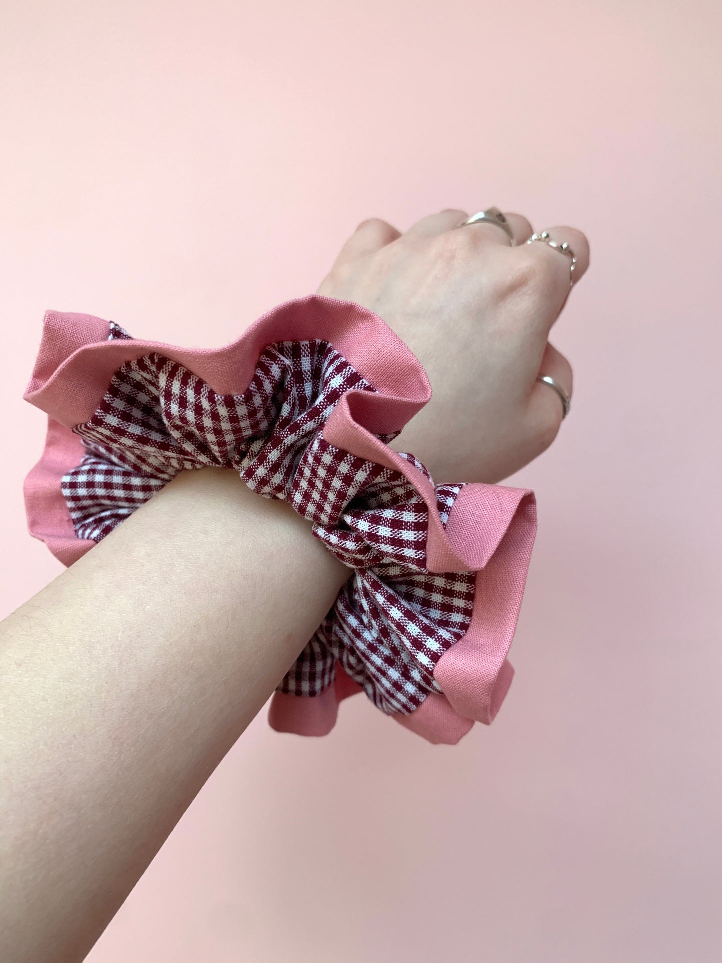 Berry Gingham | Trimmed Scrunchie