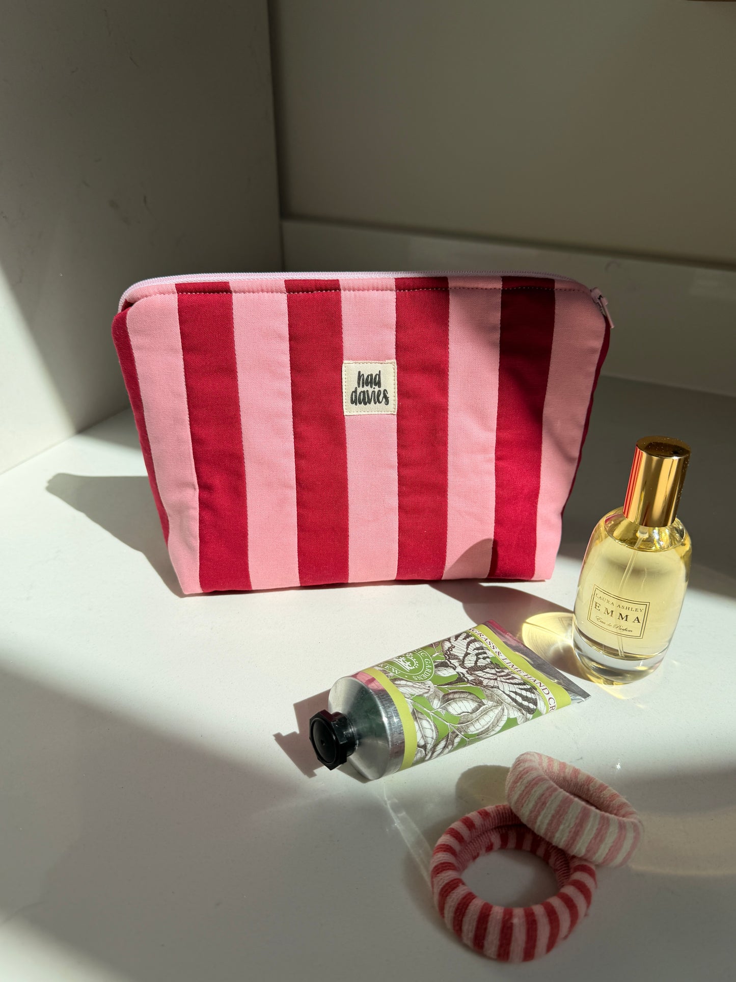 Pink & Red Stripe Large Pouch