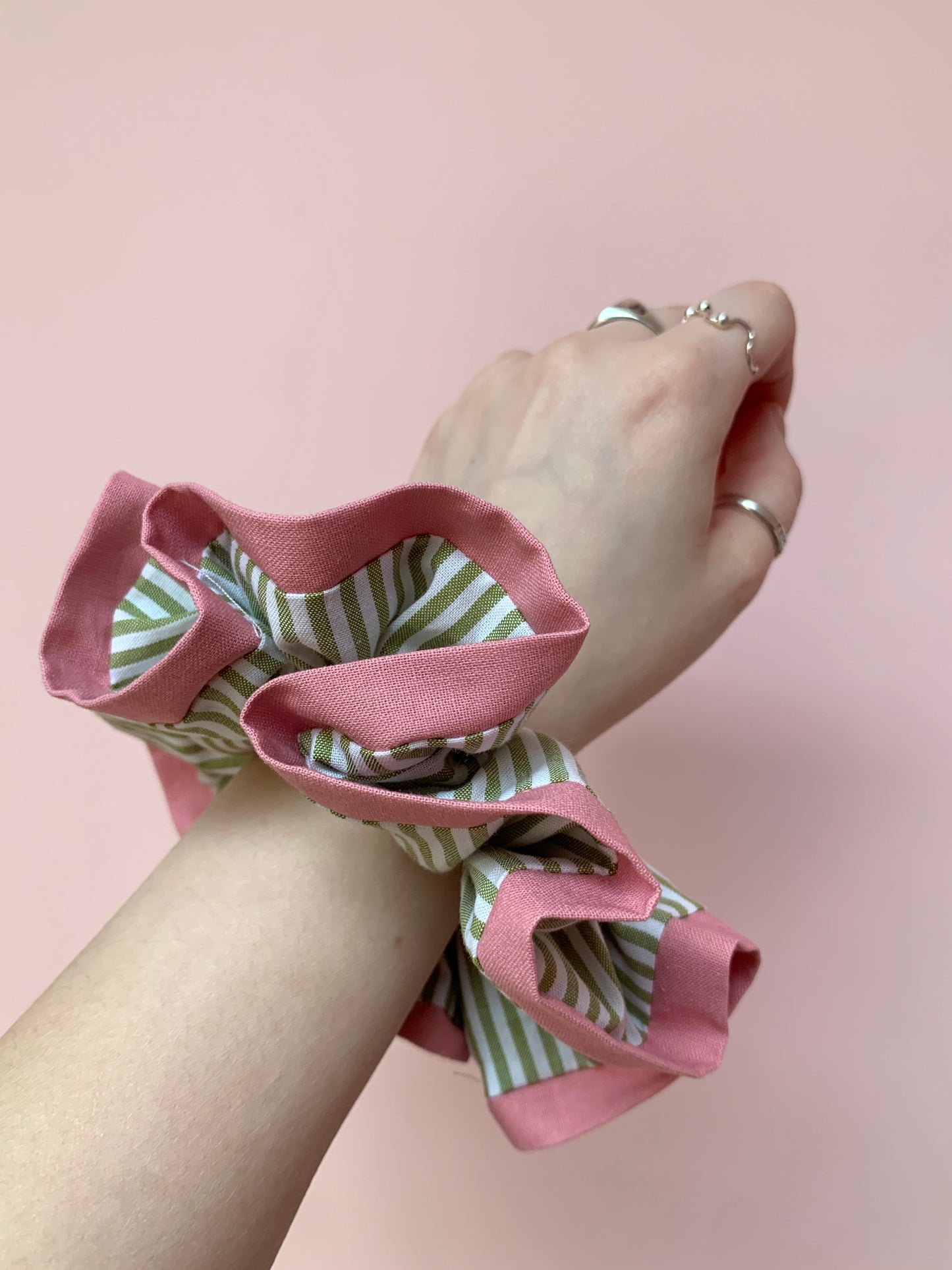 Green Stripy | Trimmed Scrunchie