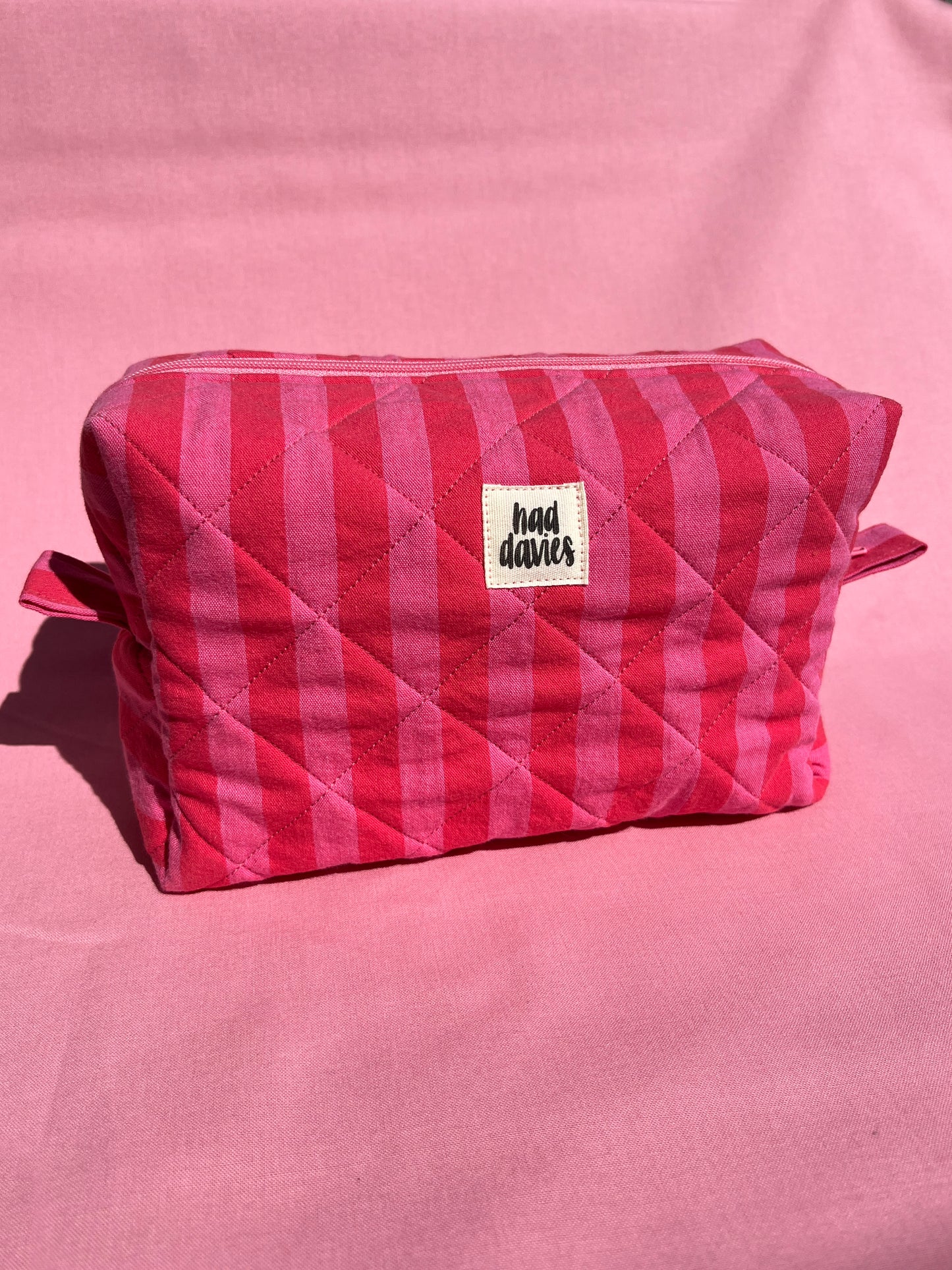 Pink and Red Stripy Large Boxy Pouch