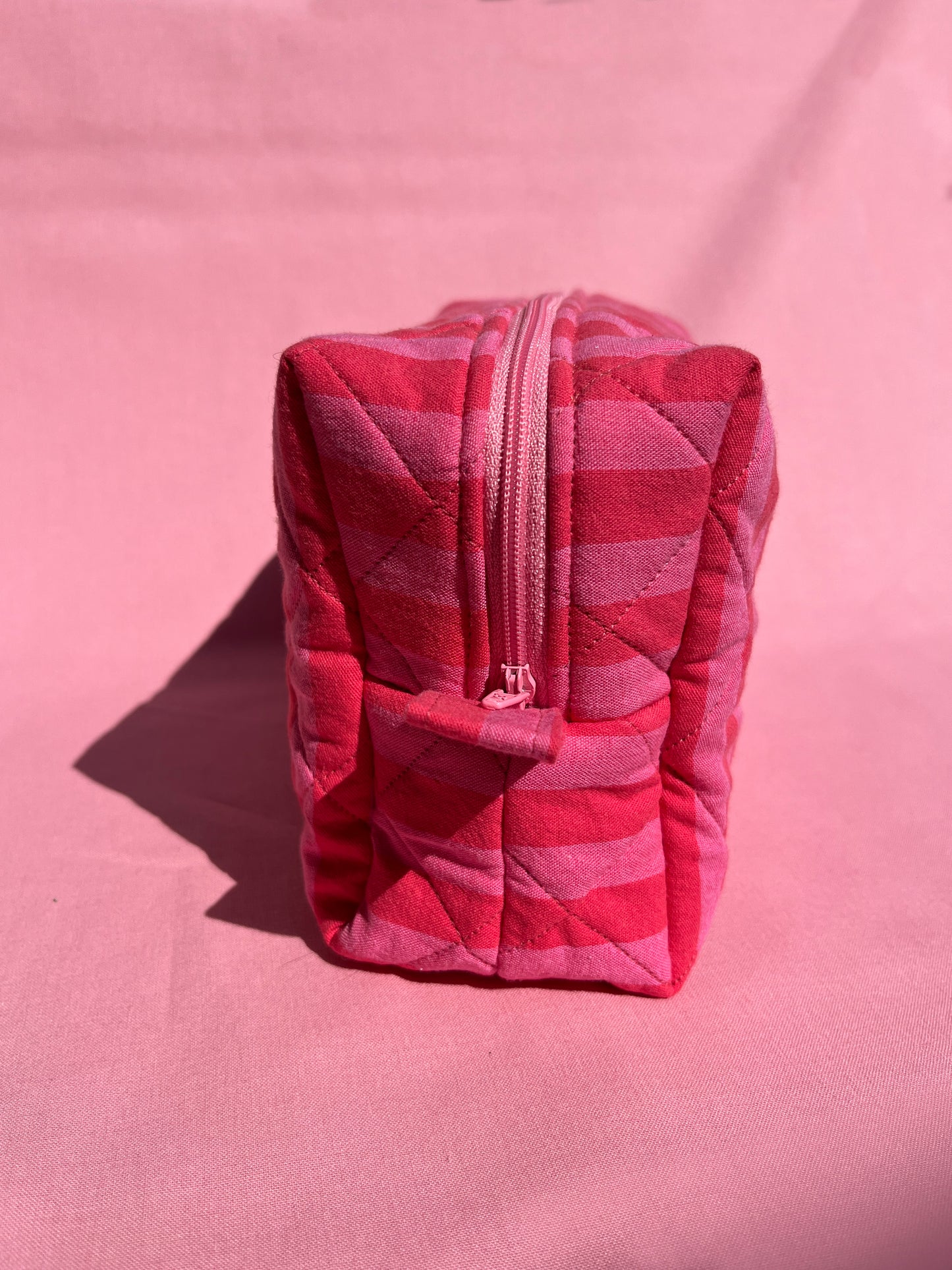 Pink and Red Stripy Large Boxy Pouch