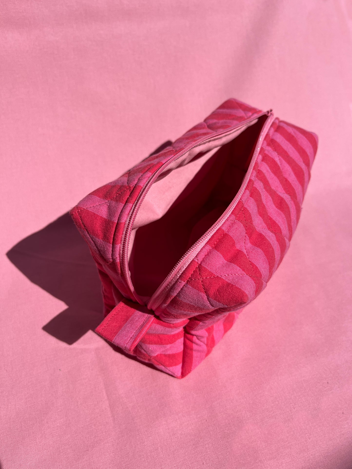 Pink and Red Stripy Large Boxy Pouch