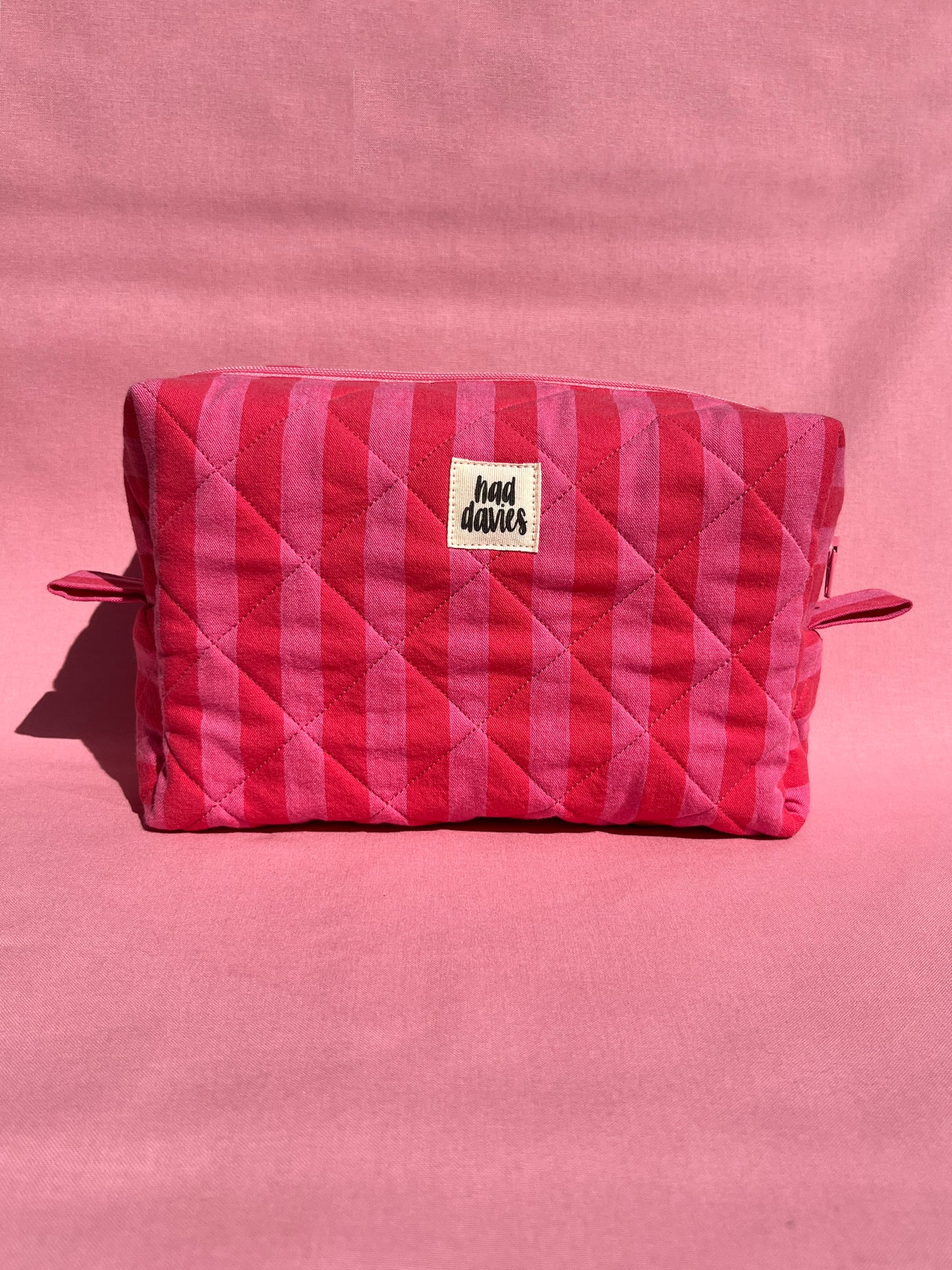 Pink and Red Stripy Large Boxy Pouch