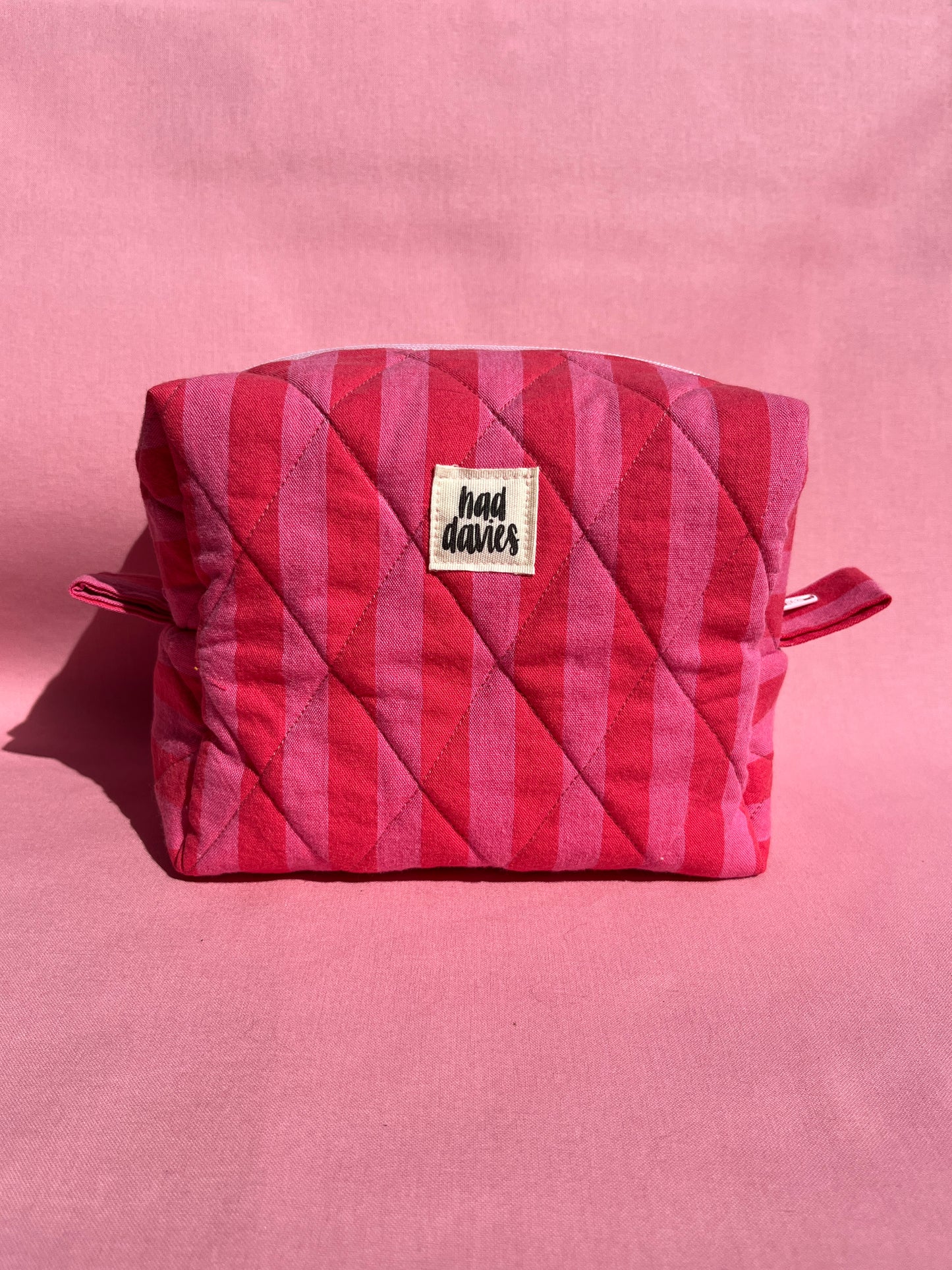 Pink and Red Stripy Small Boxy Pouch