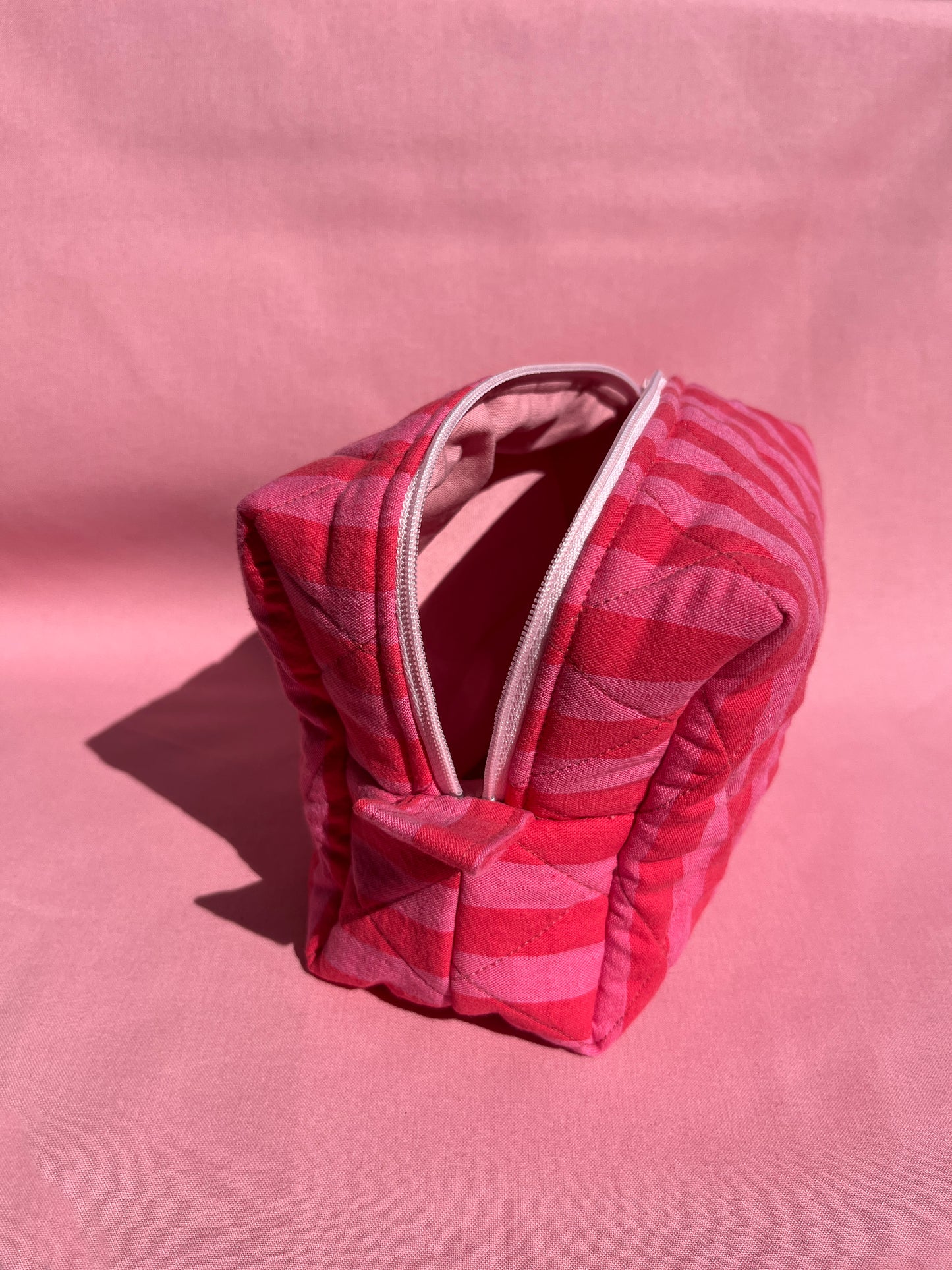Pink and Red Stripy Small Boxy Pouch