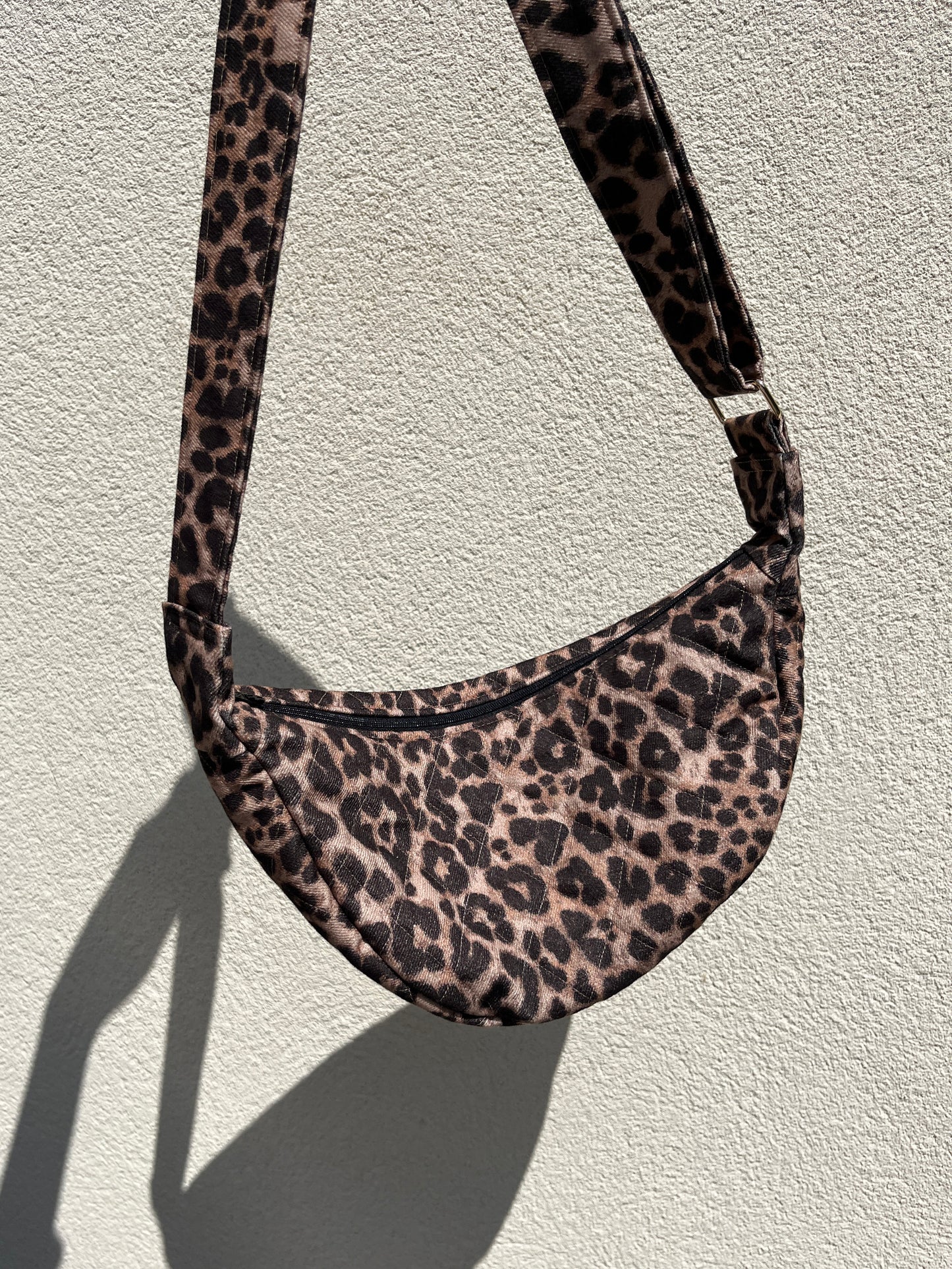Leopard Print Crescent Shoulder Bag