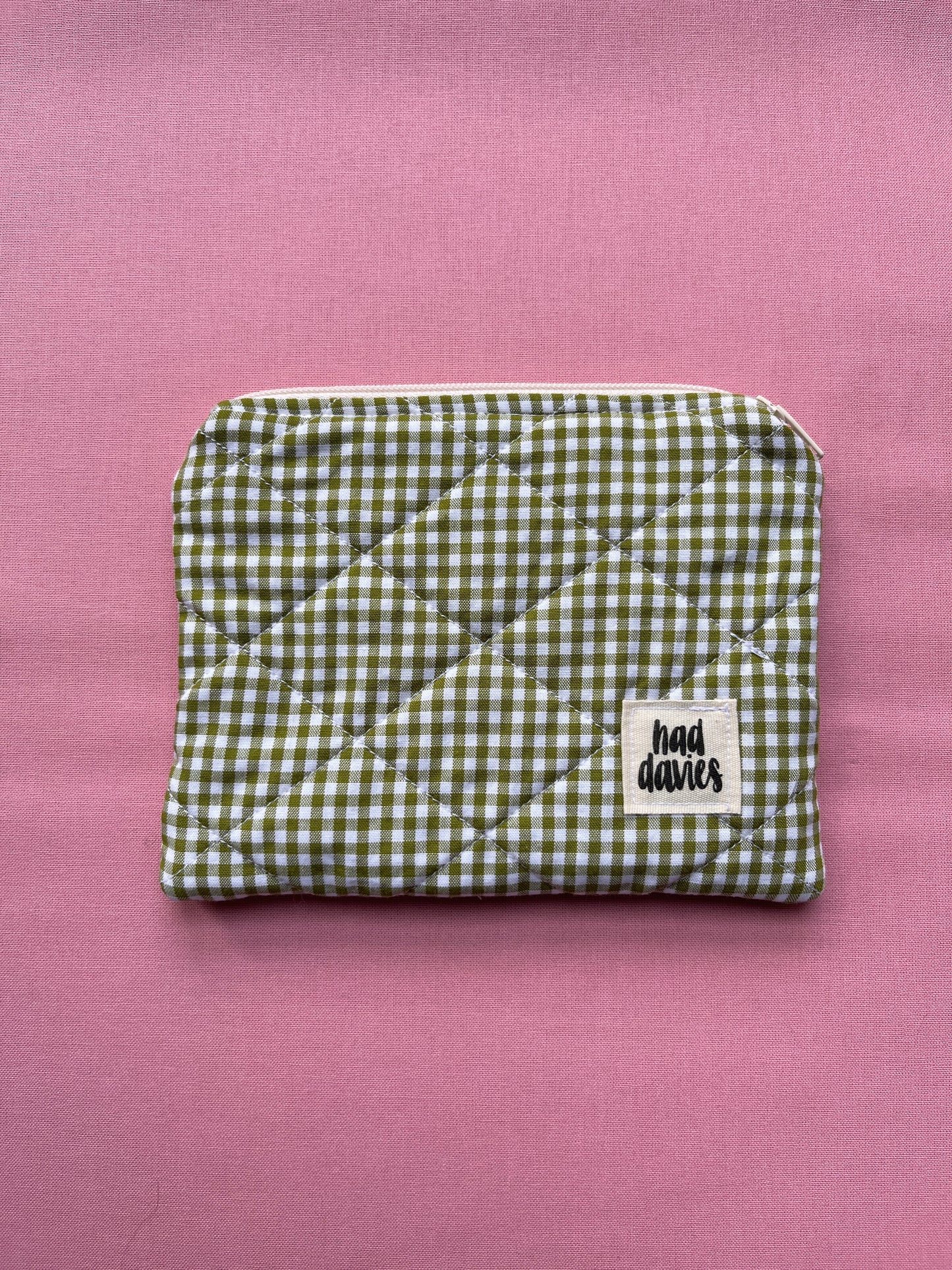 Olive Gingham Coin Purse