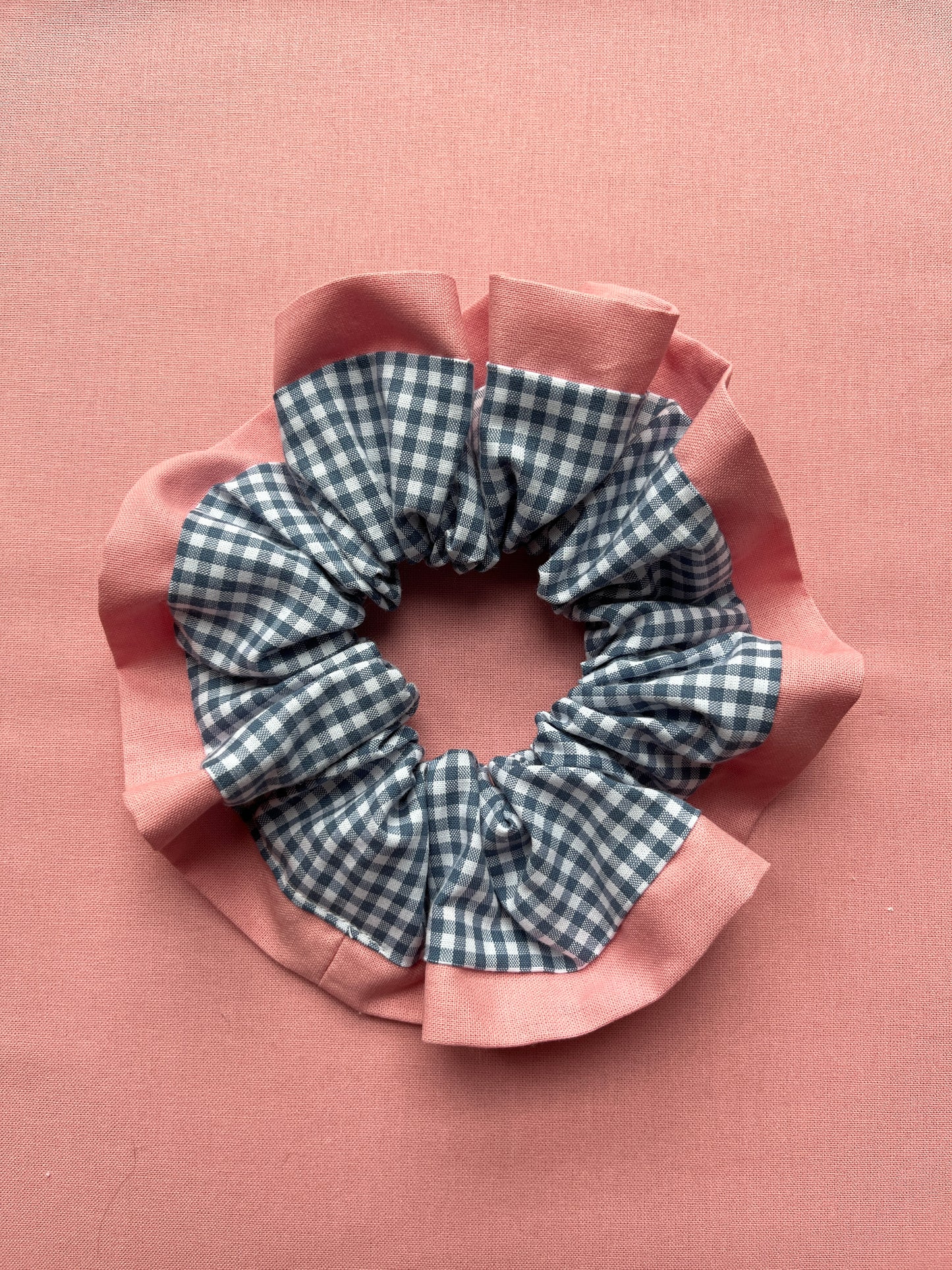 Blue Gingham | Trimmed Scrunchie