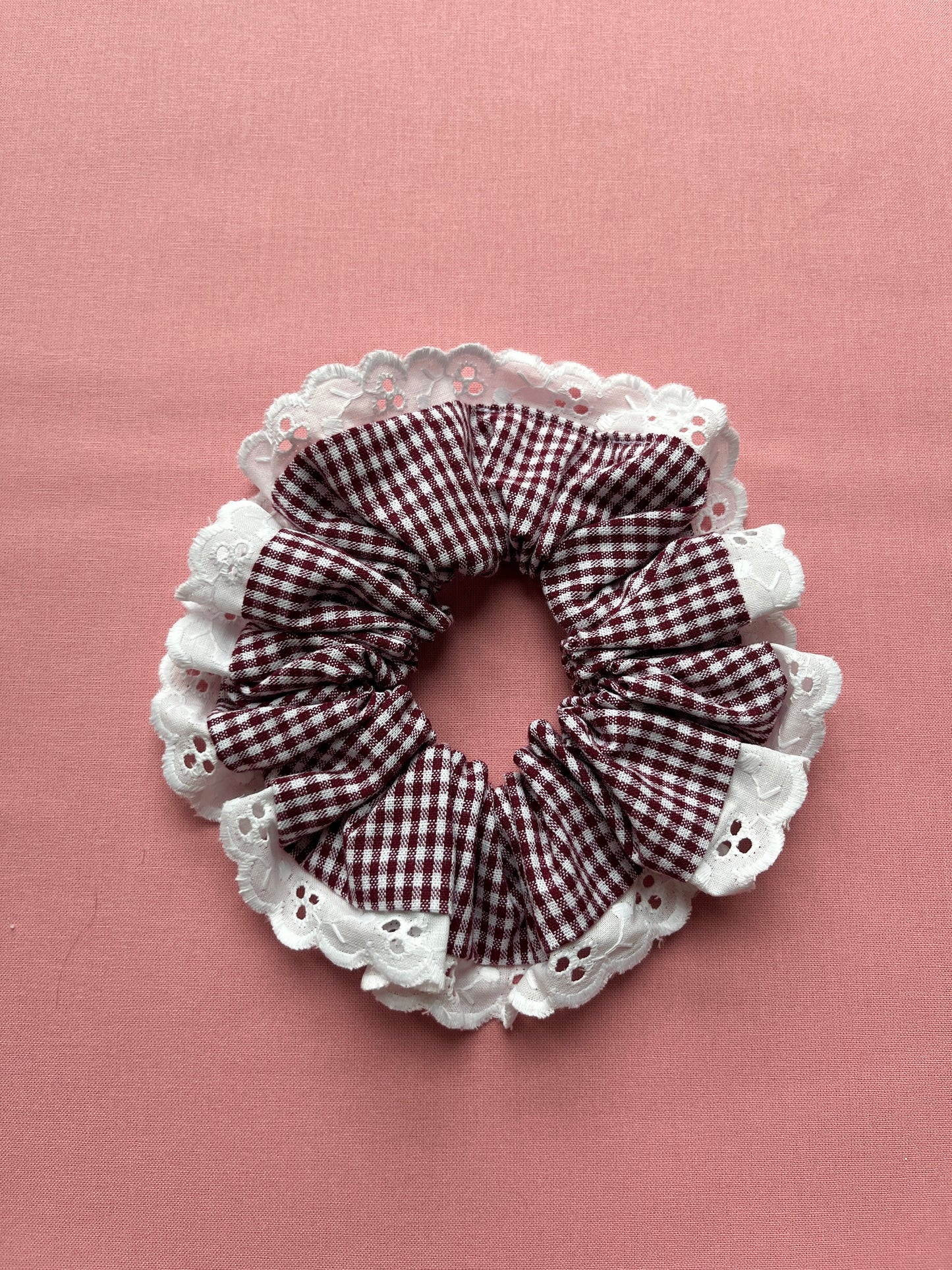 Berry Gingham | Trimmed Scrunchie