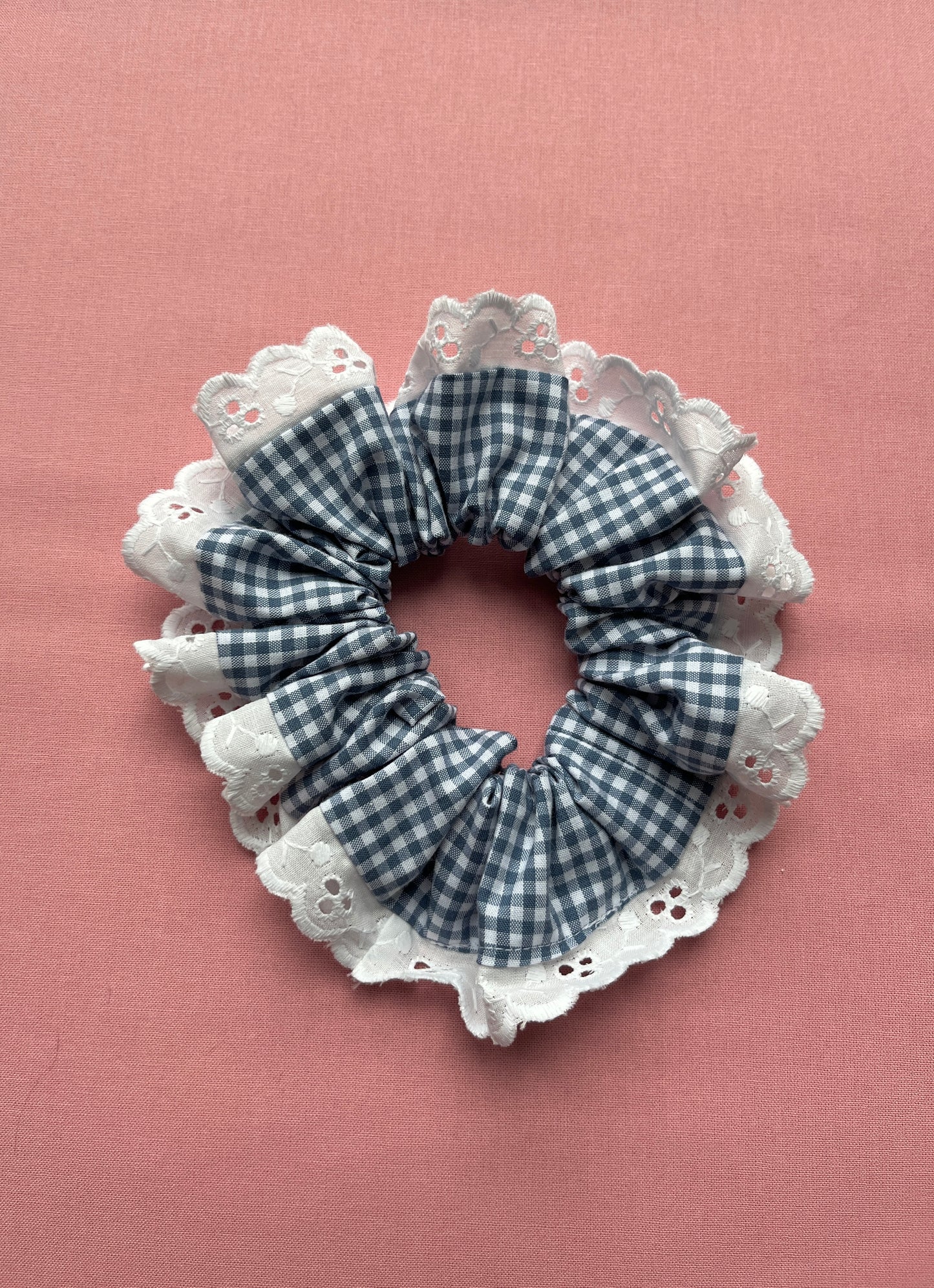 Blue Gingham | Trimmed Scrunchie