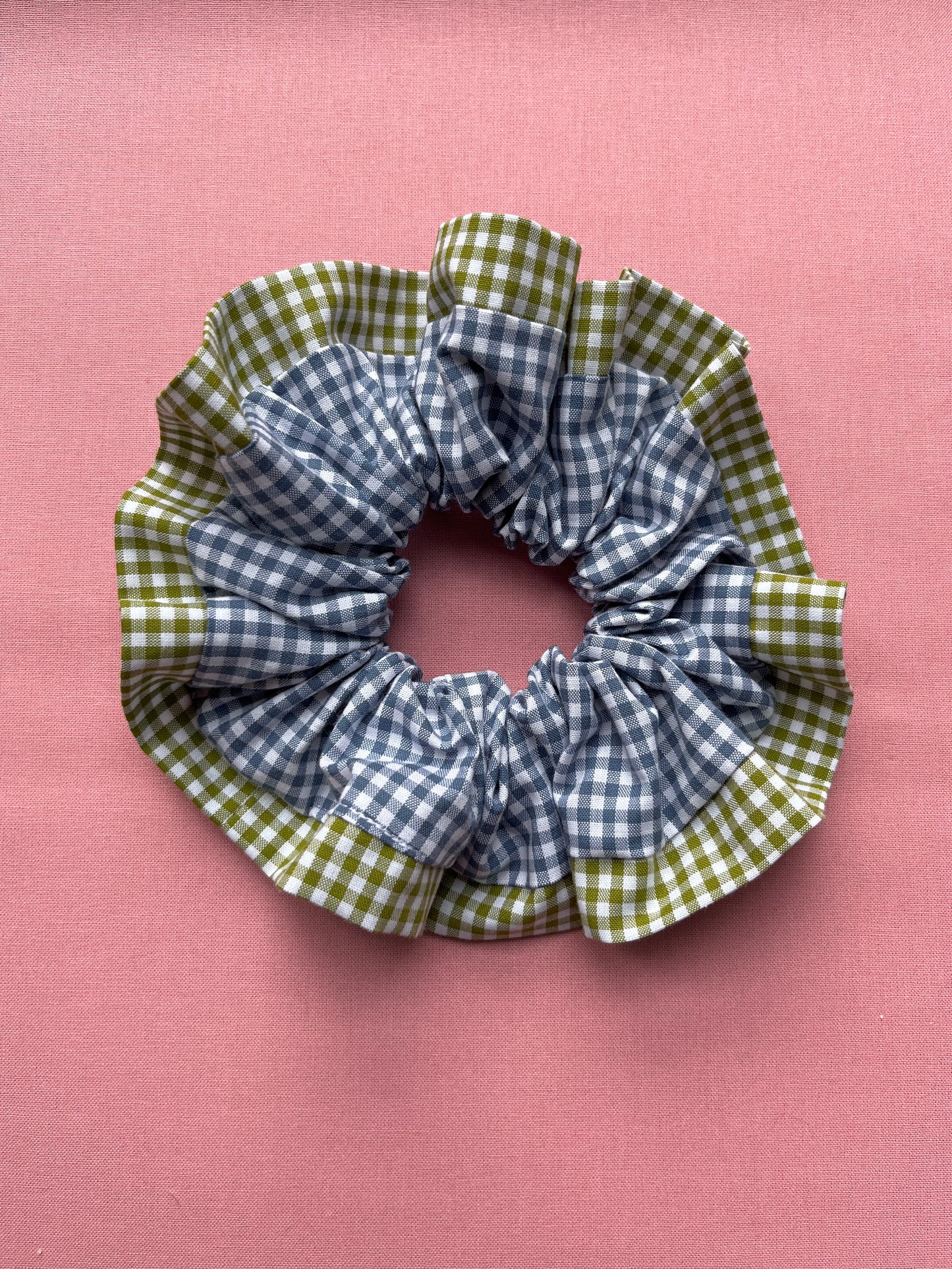 Blue & Green Gingham | Trimmed Scrunchie