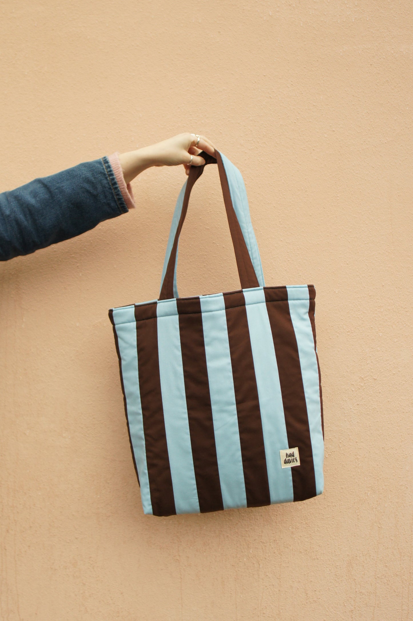 Blue & Brown Stripe Tote Bag