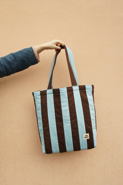 Blue & Brown Stripe Tote Bag