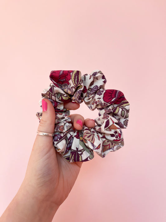 Purple & White Floral | Classic Scrunchie