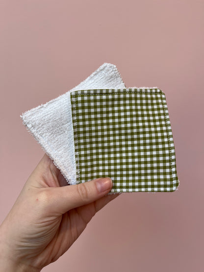 Olive Gingham | Resuable Face Wipes