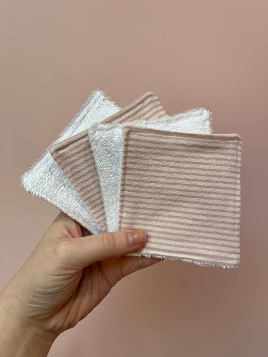 Pink Stripe | Resuable Face Wipes