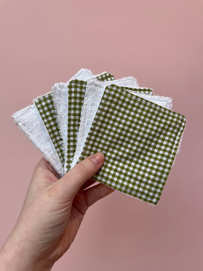 Olive Gingham | Resuable Face Wipes