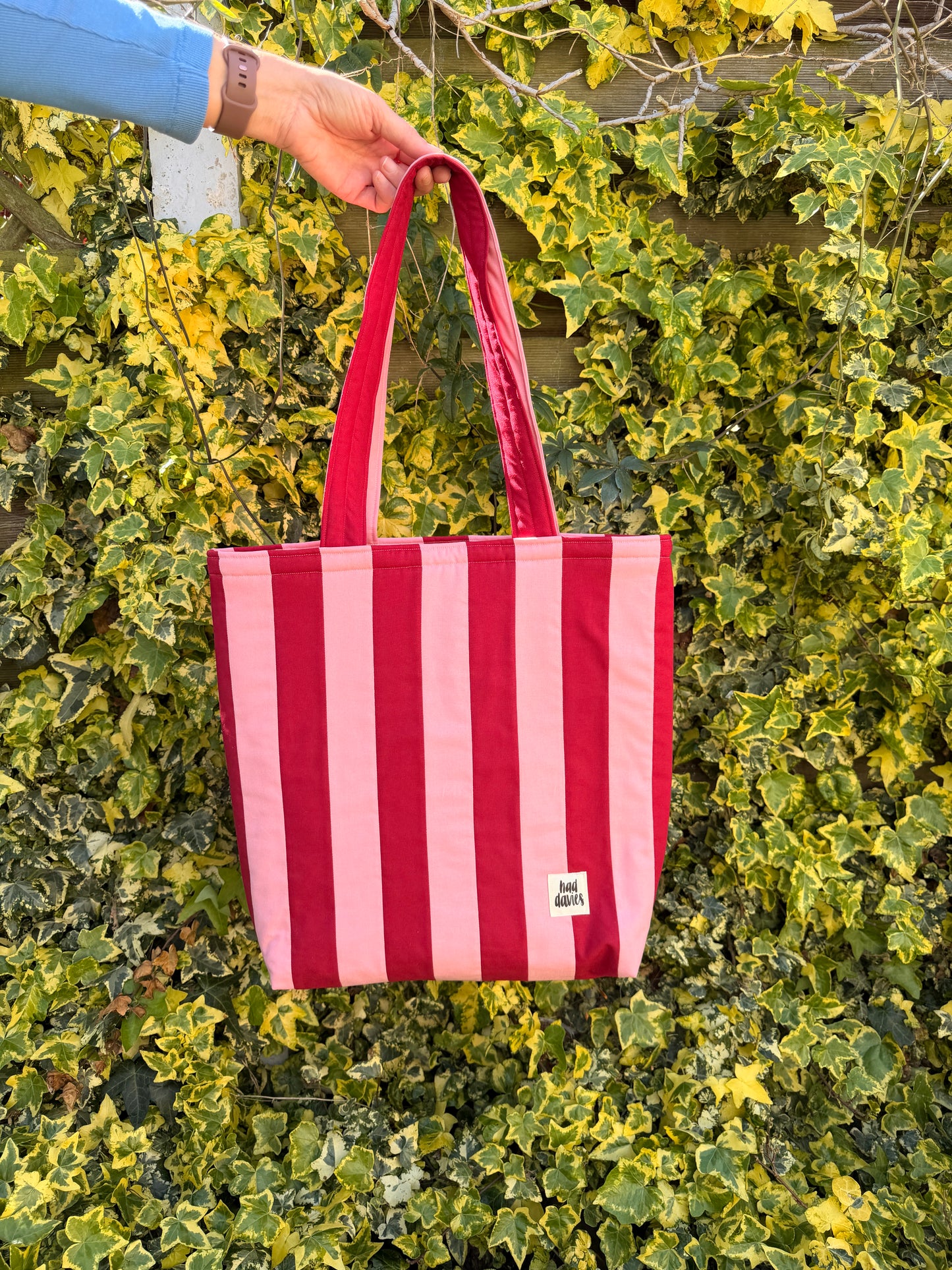 Pink & Red Stripe Tote Bag
