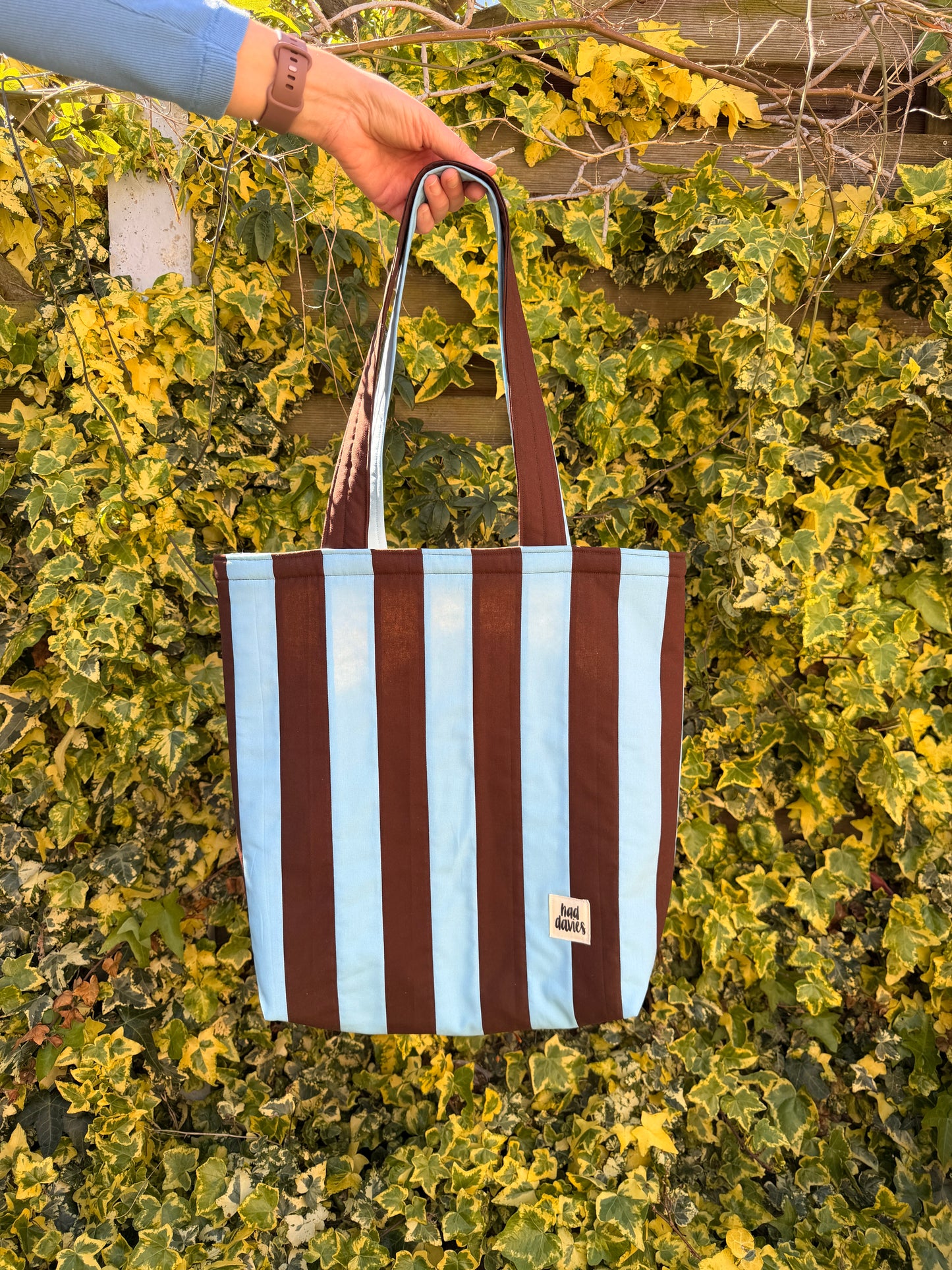 Blue & Brown Stripe Tote Bag