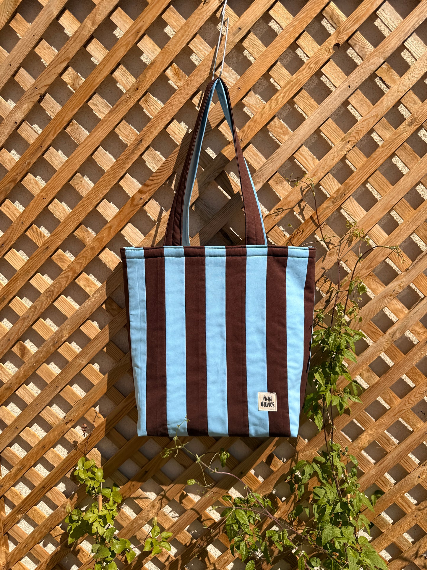 Blue & Brown Stripe Tote Bag