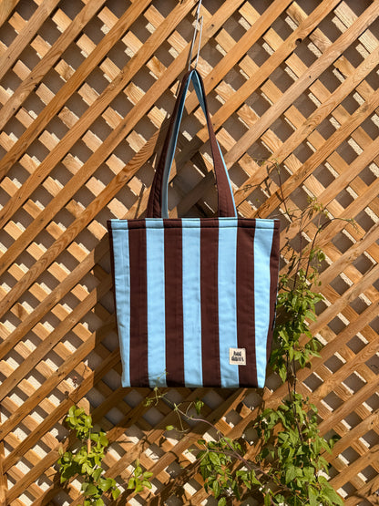 Blue & Brown Stripe Tote Bag