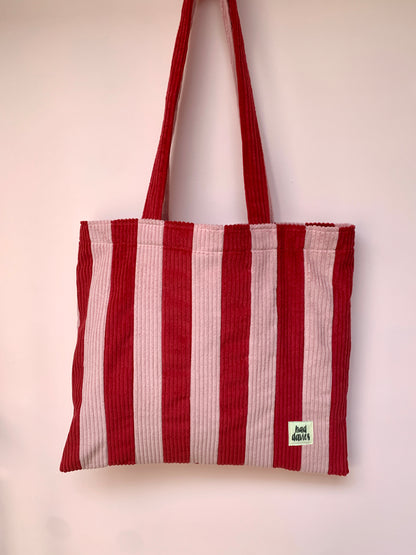 Pink & Red Stripy Tote Bag