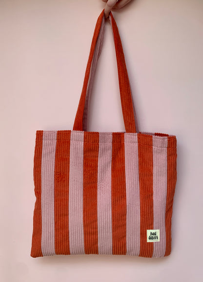 Pink & Orange Stripy Tote Bag