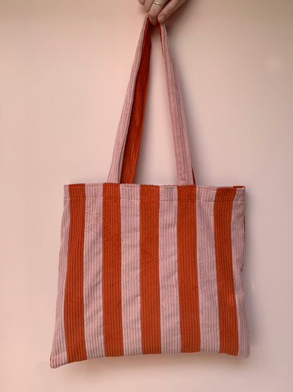 Pink & Orange Stripy Tote Bag