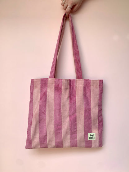 Light Pink & Dusty Pink Stripy Tote Bag