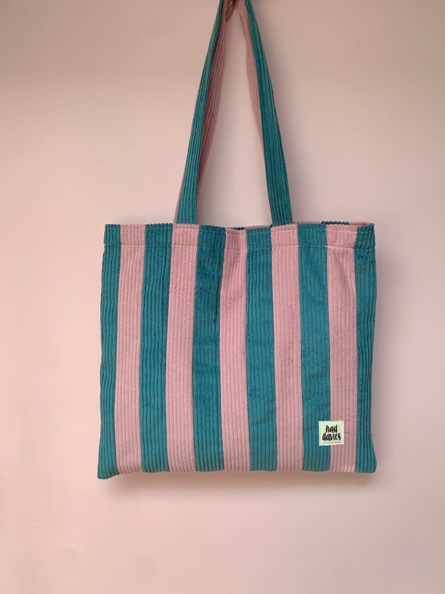 Pink & Seafoam Stripy Tote Bag