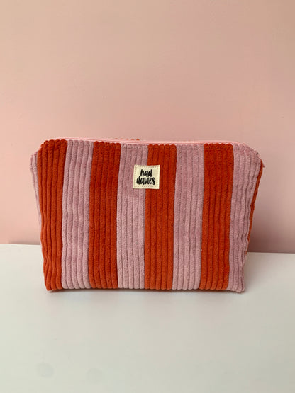 Pink & Orange Stripy Large Pouch