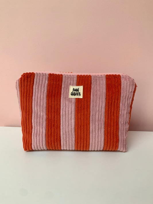 Pink & Orange Stripy Large Pouch