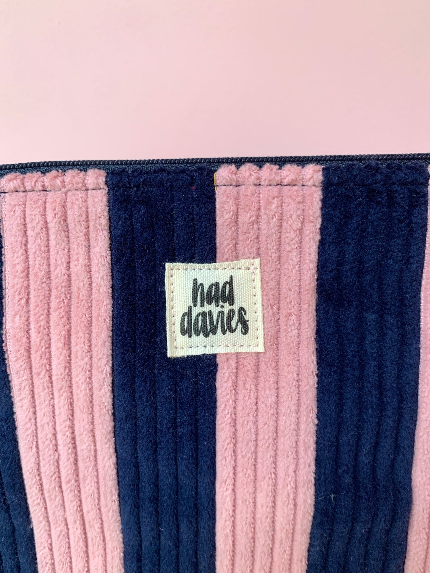 Pink & Navy Stripy Large Pouch