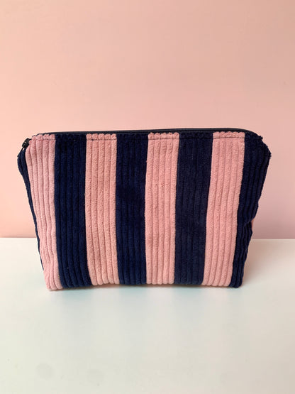 Pink & Navy Stripy Large Pouch