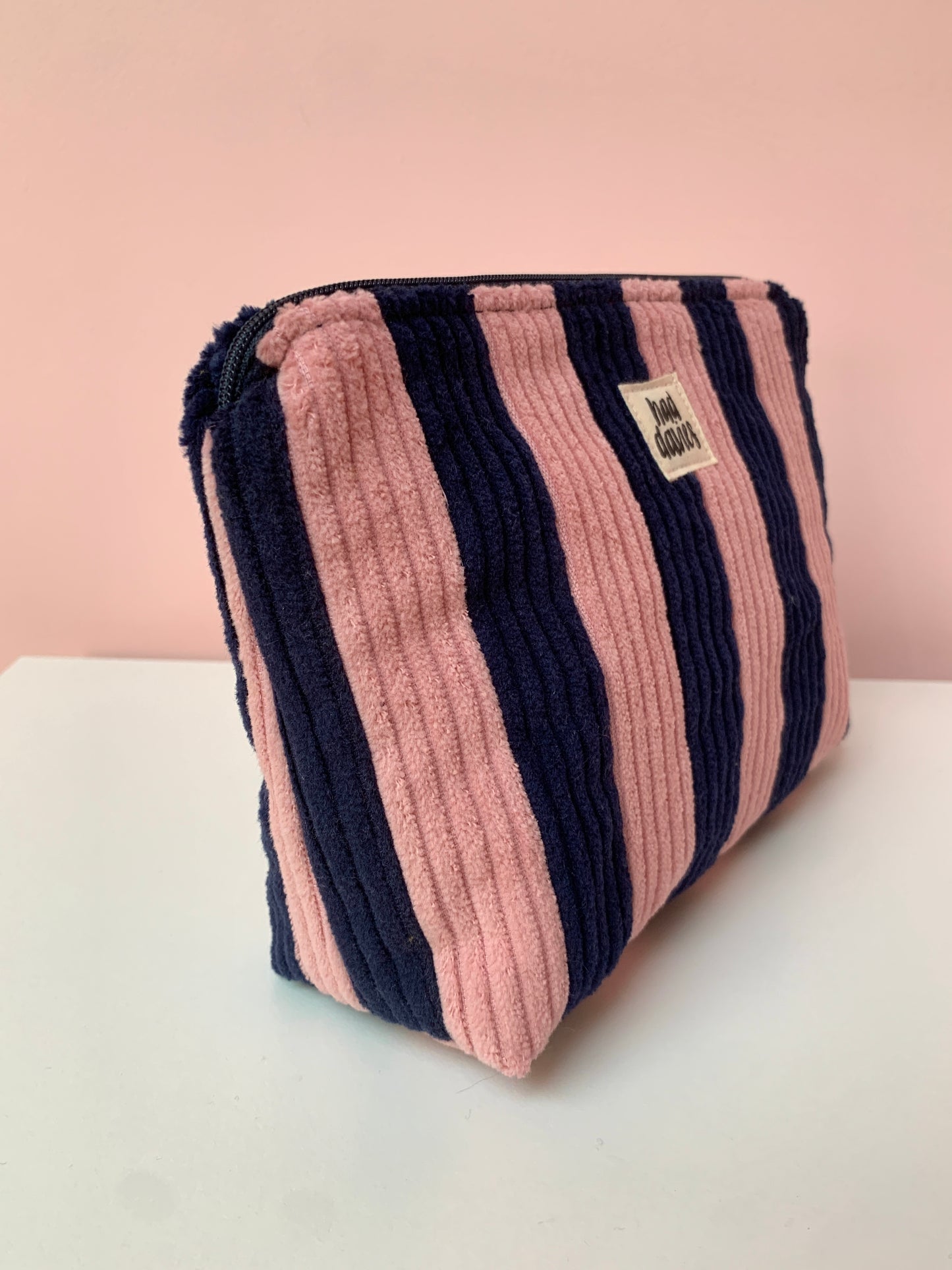 Pink & Navy Stripy Large Pouch