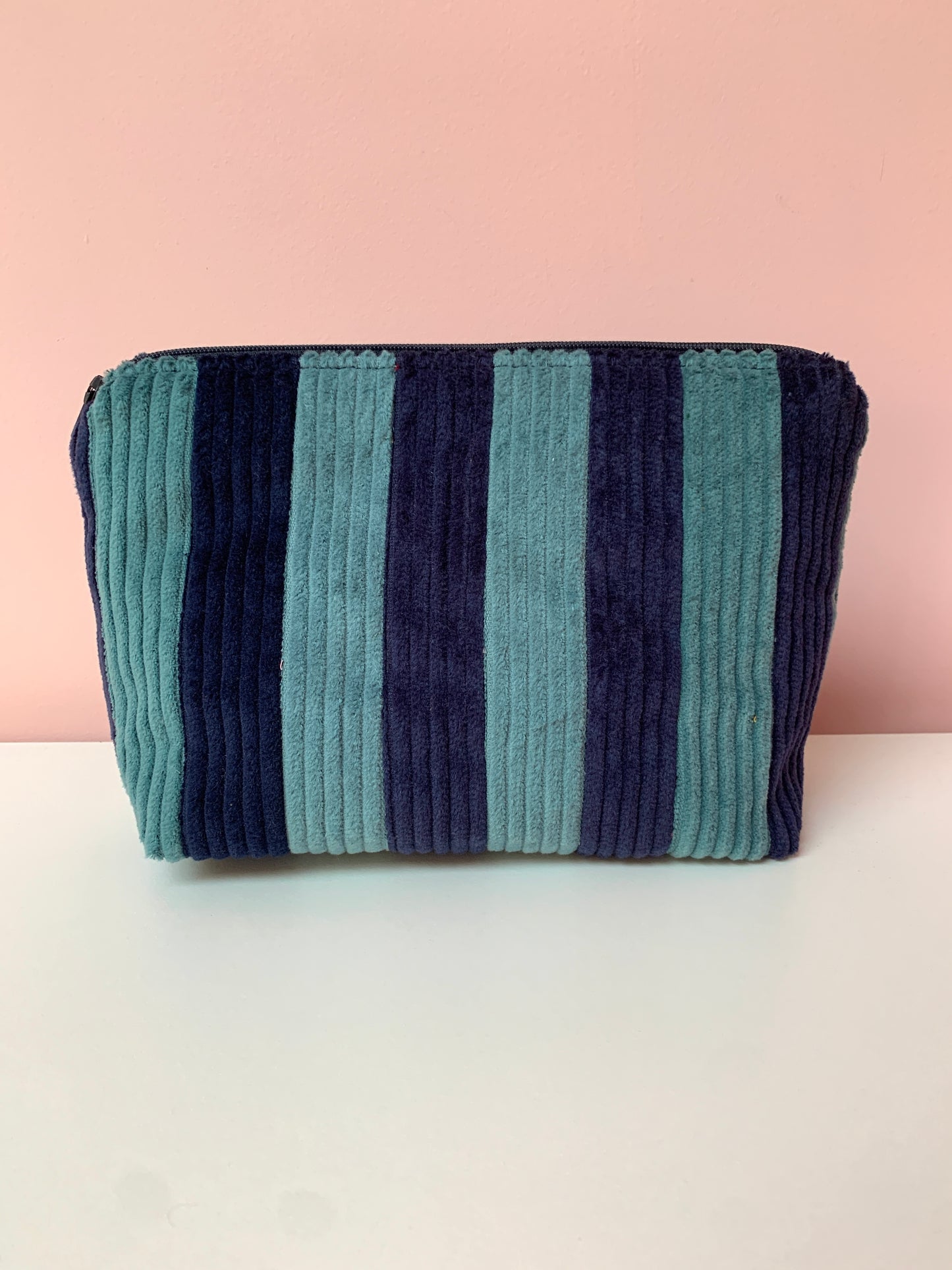 Navy & Seafoam Stripy Large Pouch