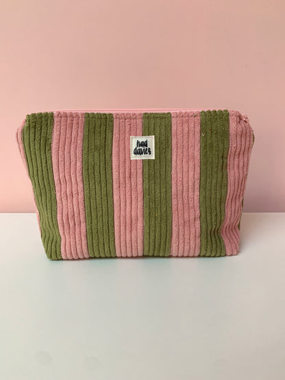 Pink and Green Stripy Large Pouch