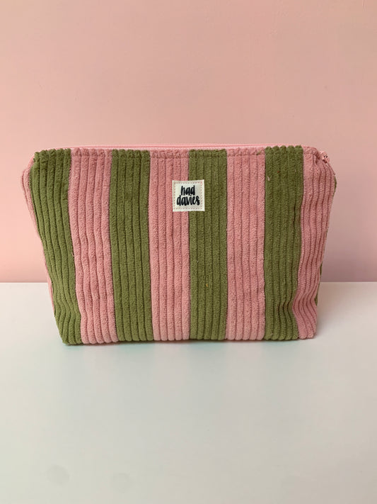 Pink and Green Stripy Large Pouch