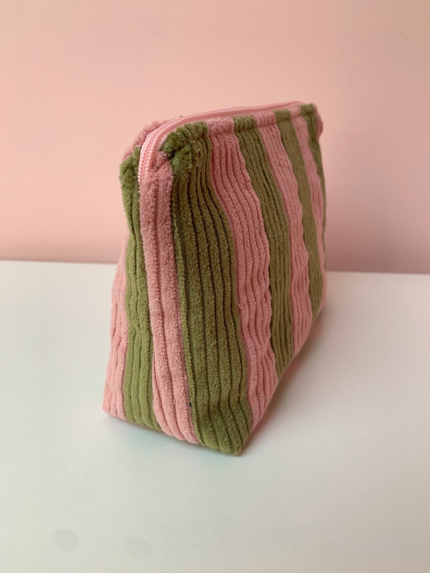 Pink and Green Stripy Large Pouch