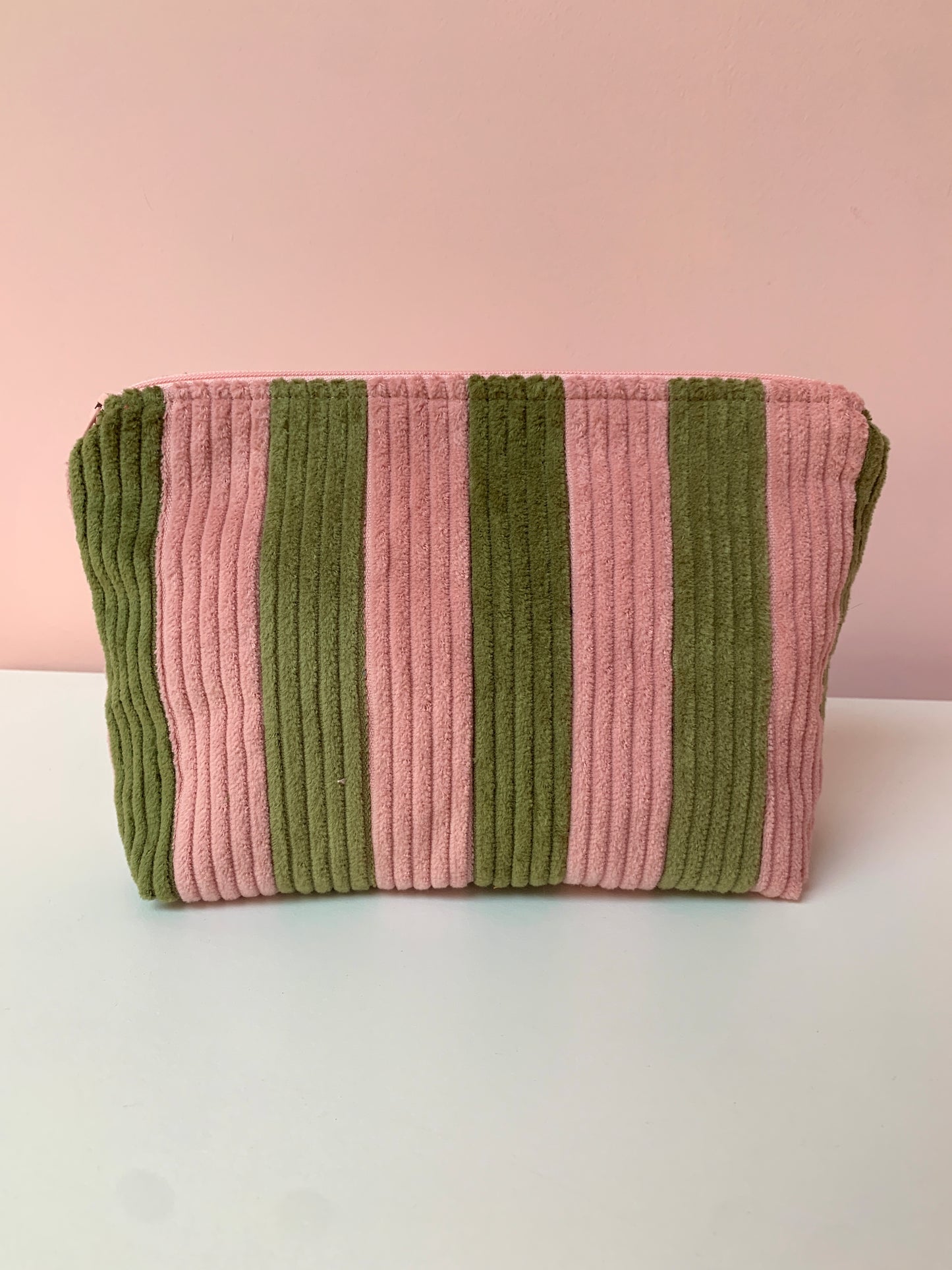 Pink and Green Stripy Large Pouch