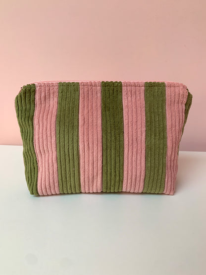 Pink and Green Stripy Large Pouch