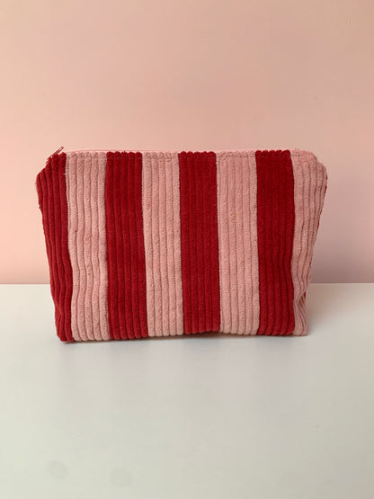 Pink & Red Stripy Large Pouch