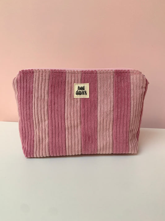 Pink & Dusty Pink Stripy Large Pouch