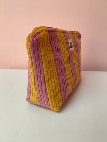 Dusty Pink & Mustard Stripy Large Pouch