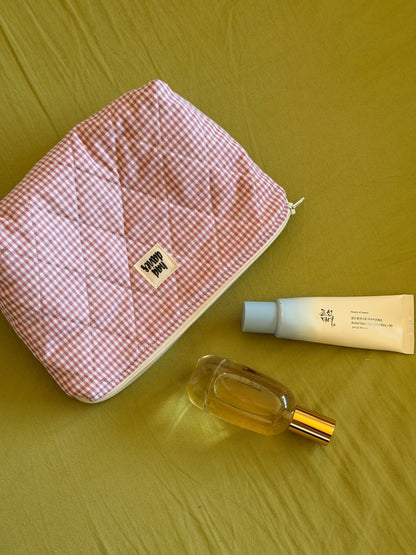 Pink Gingham Large Pouch