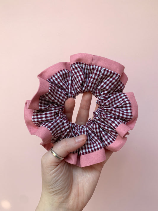 Berry Gingham | Trimmed Scrunchie