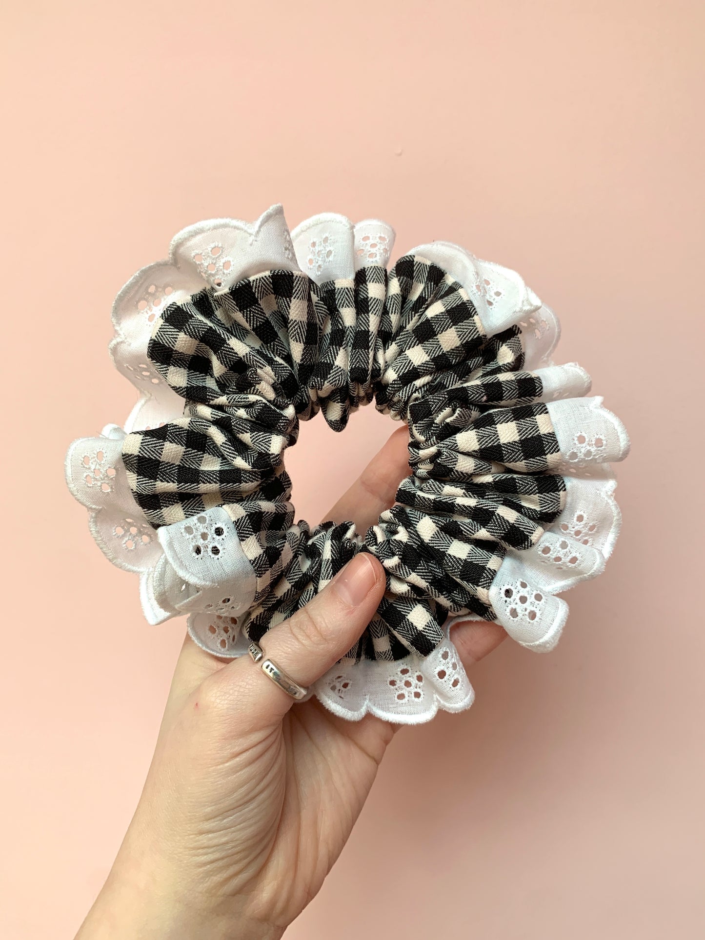 Black Gingham | Trimmed Scrunchie