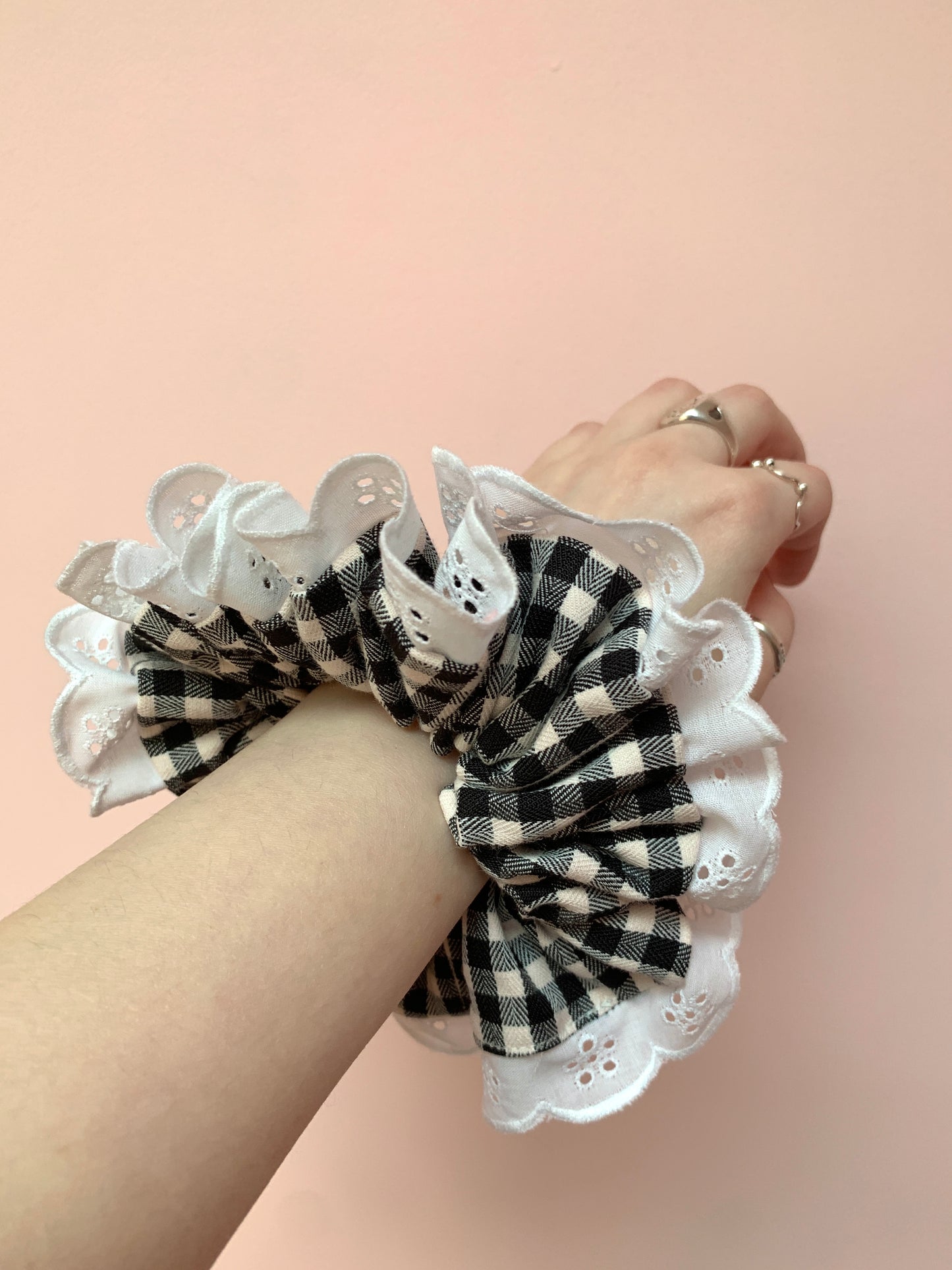 Black Gingham | Trimmed Scrunchie